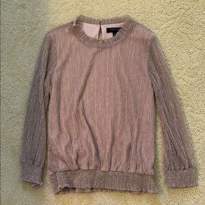 Adiva Pink Ribbed Blouse with See Through Sleeves